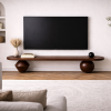 Heykelsi Torna Ayaklı Masif Ahşap TV Ünitesi – Modern Tasarım Televizyon Standı 180 cm