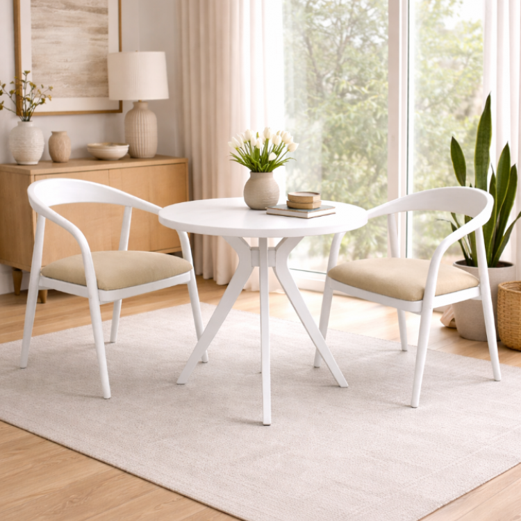 Modern Ahşap 2 Kişilik Masa Sandalye Takımı – Minimal Tasarım