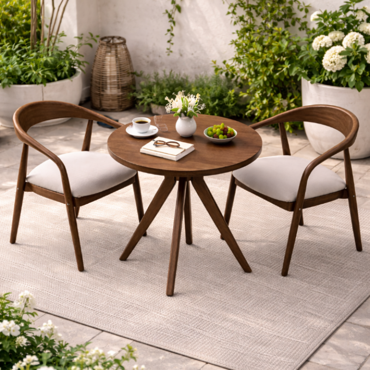 Modern Ahşap 2 Kişilik Masa Sandalye Takımı – Minimal Tasarım