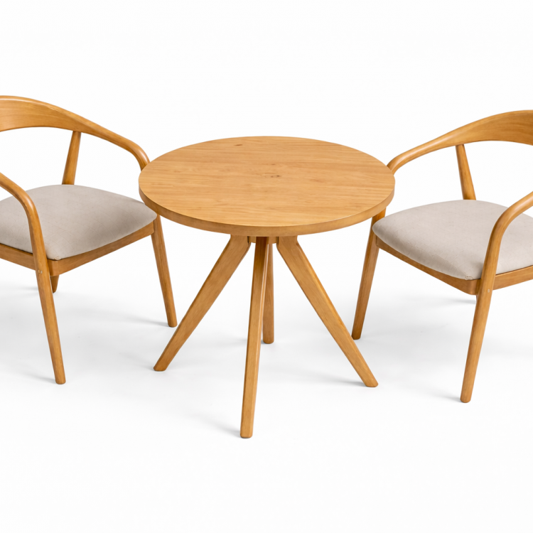 Modern Ahşap 2 Kişilik Masa Sandalye Takımı – Minimal Tasarım