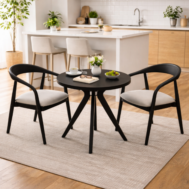 Modern Ahşap 2 Kişilik Masa Sandalye Takımı – Minimal Tasarım