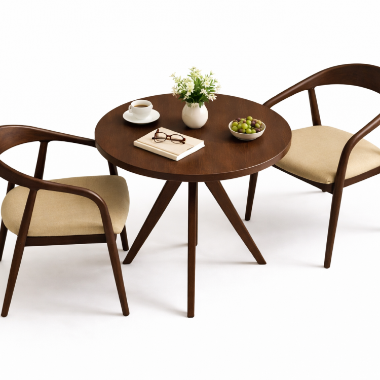 Modern Ahşap 2 Kişilik Masa Sandalye Takımı – Minimal Tasarım
