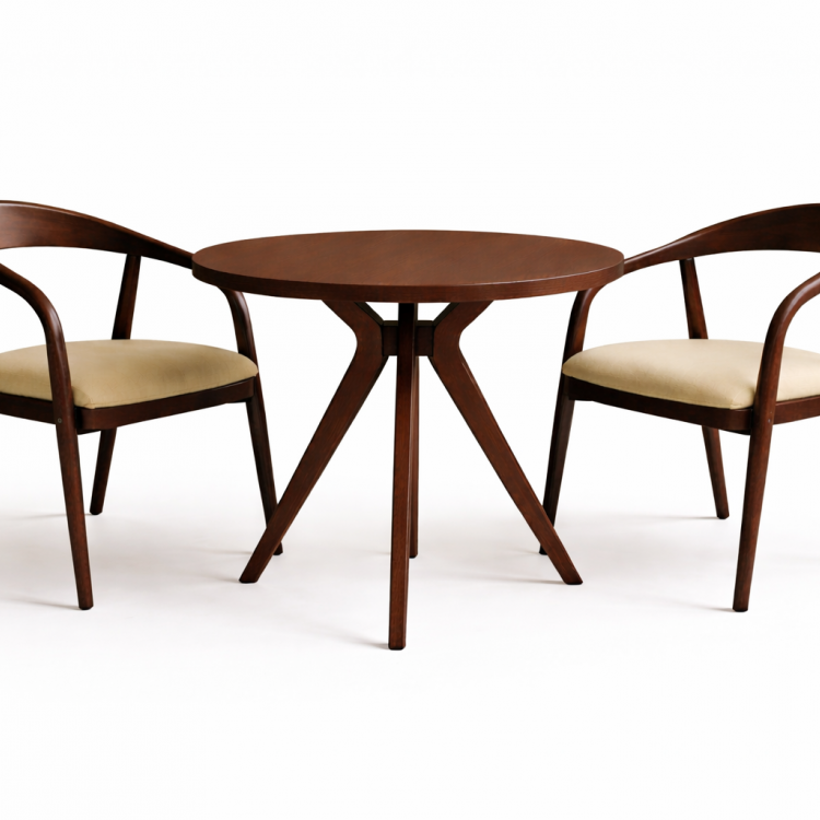 Modern Ahşap 2 Kişilik Masa Sandalye Takımı – Minimal Tasarım