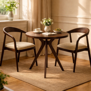 Modern Ahşap 2 Kişilik Masa Sandalye Takımı – Minimal Tasarım