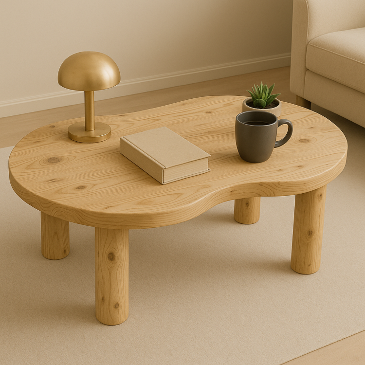 Modern Tasarımlı Masif Ahşap Orta Sehpa Minimal ve Şık Masif Ahşap Sehpa Doğal Dokulu Natural Çam