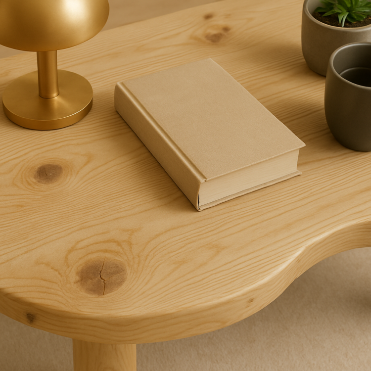 Modern Tasarımlı Masif Ahşap Orta Sehpa Minimal ve Şık Masif Ahşap Sehpa Doğal Dokulu Natural Çam