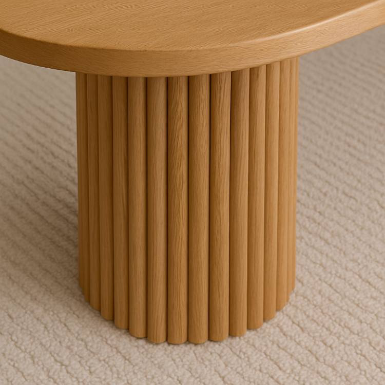 Oval Ahşap Orta Sehpa – Flüt Ayaklı, Modern Tasarım, Doğal Masif Kayın Ağacı Natural Oval Ahşap Orta Sehpa – Flüt Ayaklı, Modern Tasarım, Doğal Masif Kayın Ağacı Natural