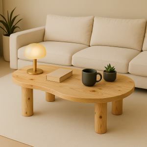 Modern Tasarımlı Masif Ahşap Orta Sehpa Minimal ve Şık Masif Ahşap Sehpa Doğal Dokulu Natural Çam