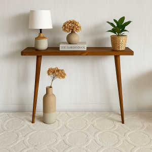 Doğal Masif Ahşap Masif Dresuar – El Yapımı, Özel Tasarım Konsol Masa Minimalist Masif Ahşap Dresuar