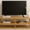 Kayın Masif Ahşap Oval TV Ünitesi -160x38cm – Modern 2 Katlı Raflı Tasarım Masif TV Ünitesi Kayın Masif Ahşap Oval TV Ünitesi -160x38cm – Modern 2 Katlı Raflı Tasarım Masif TV Ünitesi