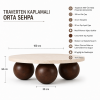 Modern Traverten Kaplamalı Orta Sehpa 100 cm Masif Top Ayaklı Ceviz Renk Modern Traverten Kaplamalı Orta Sehpa 100 cm Masif Top Ayaklı Ceviz Renk