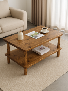 Doğal Ahşap Masif Çam Sehpa – 2 Katlı, Noce Renk, Budaklı Rustik Tasarım (100x55x50 cm) Doğal Ahşap Masif Çam Sehpa – 2 Katlı, Noce Renk, Budaklı Rustik Tasarım (100x55x50 cm)