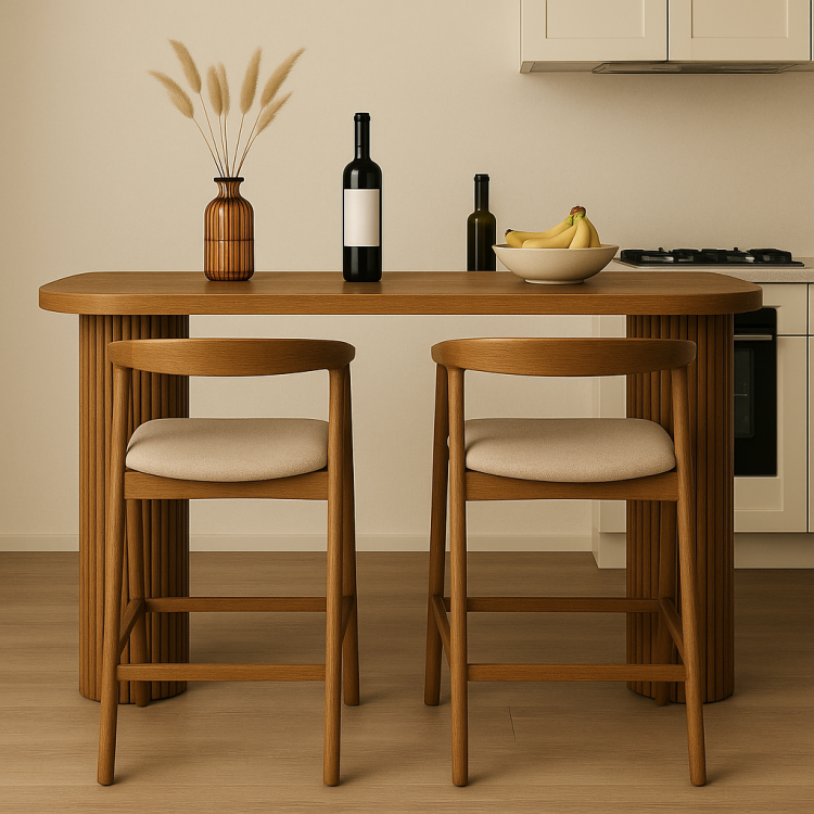 Masif Kayın Ağacı Modern Flüt Ayaklı Oval Bar Masası-Yemek Masası – Ahşap Yüksek Masa (Sadece Masa) Masif Kayın Ağacı Modern Flüt Ayaklı Oval Bar Masası-Yemek Masası – Ahşap Yüksek Masa (Sadece Masa)