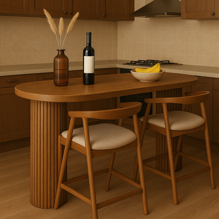 Masif Kayın Ağacı Modern Flüt Ayaklı Oval Bar Masası-Yemek Masası – Ahşap Yüksek Masa (Sadece Masa) Masif Kayın Ağacı Modern Flüt Ayaklı Oval Bar Masası-Yemek Masası – Ahşap Yüksek Masa (Sadece Masa)