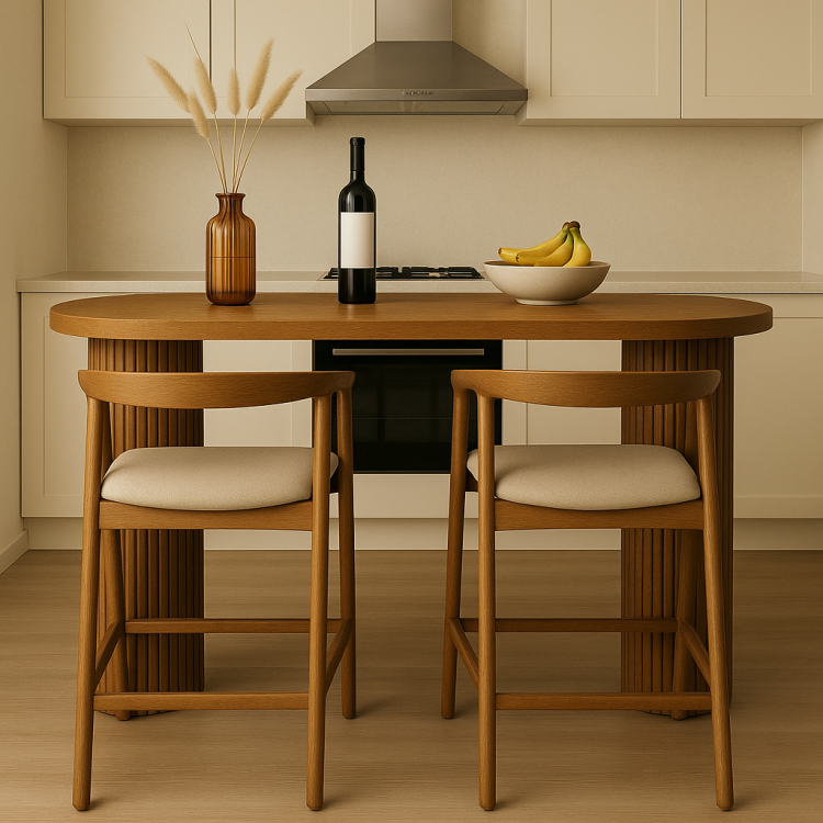 Masif Kayın Ağacı Modern Flüt Ayaklı Oval Bar Masası-Yemek Masası – Ahşap Yüksek Masa (Sadece Masa) Masif Kayın Ağacı Modern Flüt Ayaklı Oval Bar Masası-Yemek Masası – Ahşap Yüksek Masa (Sadece Masa)