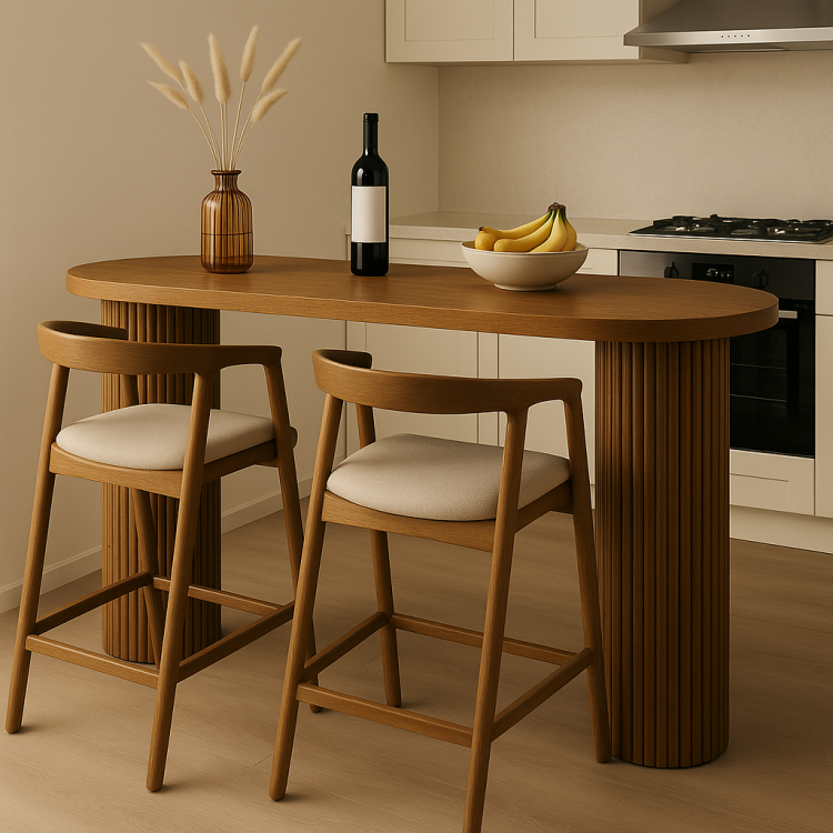 Masif Kayın Ağacı Modern Flüt Ayaklı Oval Bar Masası-Yemek Masası – Ahşap Yüksek Masa (Sadece Masa) Masif Kayın Ağacı Modern Flüt Ayaklı Oval Bar Masası-Yemek Masası – Ahşap Yüksek Masa (Sadece Masa)