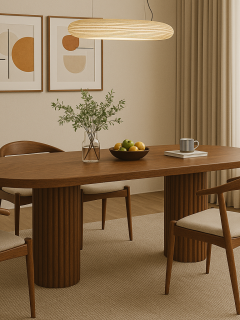 Kayın Ağacından Oval Flüt Ayaklı Yemek Masası | 180x75 cm | Modern & Dayanıklı Tasarım Kayın Ağacından Oval Flüt Ayaklı Yemek Masası | 180x75 cm | Modern & Dayanıklı Tasarım
