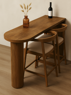 Modern Tasarım Kayın Bar Masası – Flüt Desenli Özel Ayak Doğal Kayın Bar Masası – El Yapımı Modern Tasarım Kayın Bar Masası – Flüt Desenli Özel Ayak Doğal Kayın Bar Masası – El Yapımı