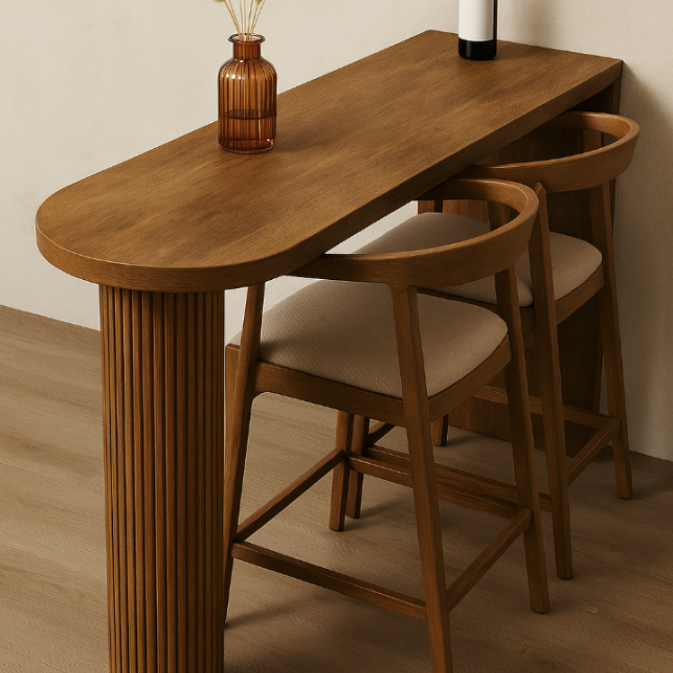 Modern Tasarım Kayın Bar Masası – Flüt Desenli Özel Ayak Doğal Kayın Bar Masası – El Yapımı Modern Tasarım Kayın Bar Masası – Flüt Desenli Özel Ayak Doğal Kayın Bar Masası – El Yapımı