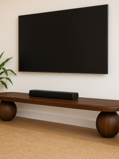 "Modern Noce TV Sehpası – Masif Kayın, El Yapımı Minimal Stil "Yuvarlak Ayaklı TV Ünitesi "Modern Noce TV Sehpası – Masif Kayın, El Yapımı Minimal Stil "Yuvarlak Ayaklı TV Ünitesi