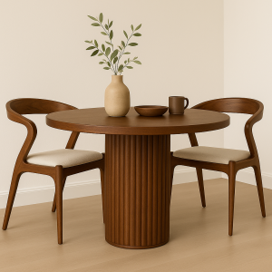 Masif Ahşap Yemek Masası ve 2 Sandalye Seti – Doğal Kayın Ağacı