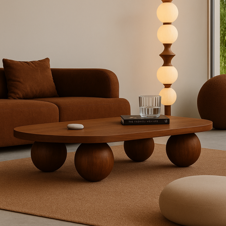 Doğal Ahşap Küre Ayaklı Modern Orta Sehpa (Masif Kayın) Doğal Ahşap Küre Ayaklı Modern Orta Sehpa (Masif Kayın)