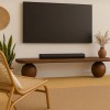 Tv standı top ayaklı 160x40cm yükseklik orta sehpa oval dalgalı dresuar çam masif noce renk