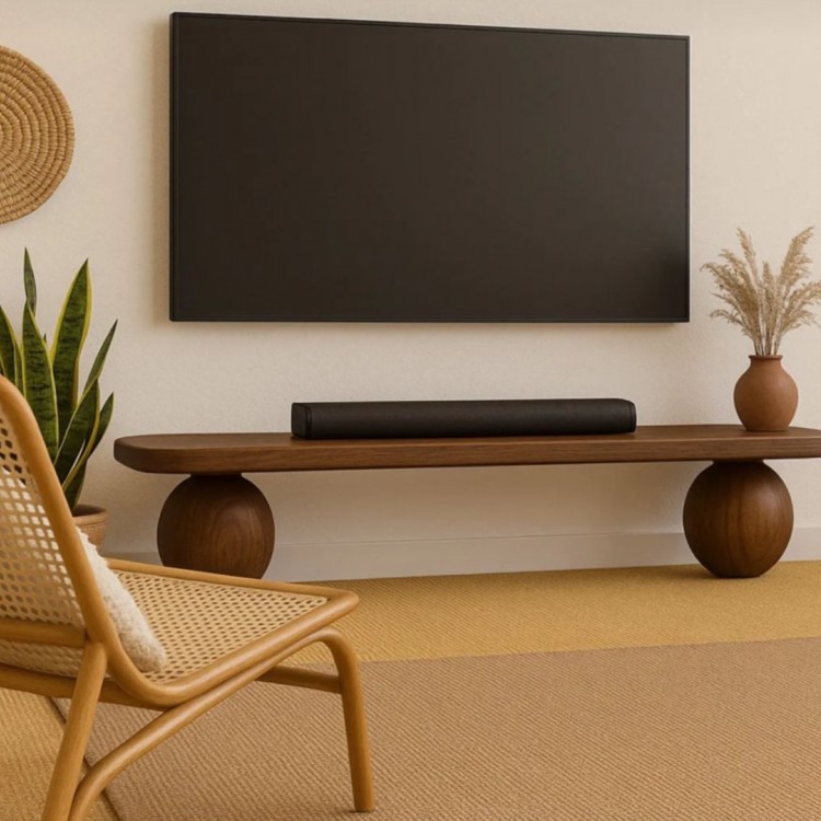 Tv standı top ayaklı 160x40cm yükseklik orta sehpa oval dalgalı dresuar çam masif noce renk