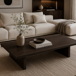 Tamamı Masif Ahşap Dikdörtgen Orta Sehpa 120x80x40 cm Modern El İşçiliği Salon Sehpası
