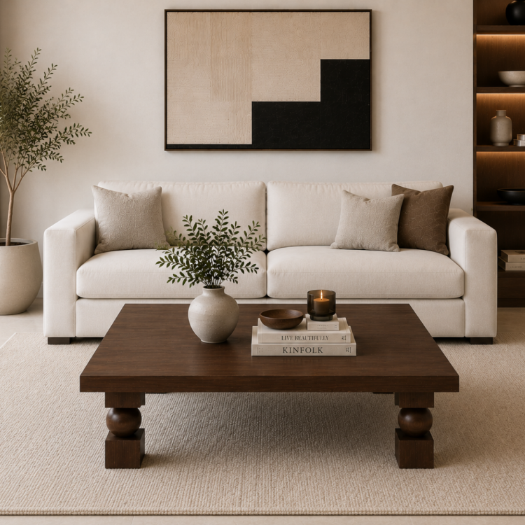 Doğal Masif Ahşap Orta Sehpa 100x100 cm – Heykelsi Küp Top Ayaklı Modern Salon Sehpası Kare Orta Sehpa Doğal Masif Ahşap Orta Sehpa 100x100 cm – Heykelsi Küp Top Ayaklı Modern Salon Sehpası Kare Orta Sehpa