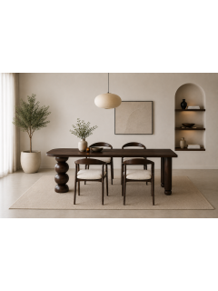Doğal Kayın Masif Torna Ayaklı El Yapımı Yemek Masası – 150×60×75 cm