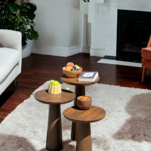 Ceviz 3'lü Mantar Sehpa