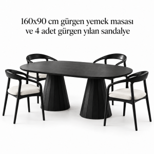 Kampanyaya Özel Gürgen Yemek Takımı | 160×90 cm Masa + 4 Yılan Sandalye