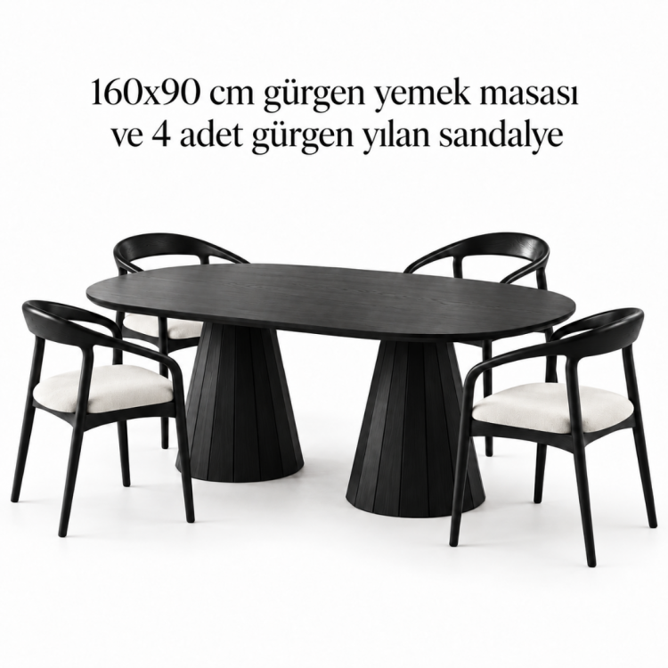 Kampanyaya Özel Gürgen Yemek Takımı | 160×90 cm Masa + 4 Yılan Sandalye Kampanyaya Özel Gürgen Yemek Takımı | 160×90 cm Masa + 4 Yılan Sandalye