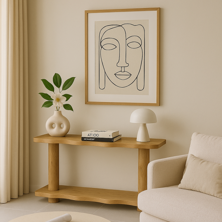 Masif Ahşap 2 Katlı Dekoratif Dresuar Konsol Lux Modern Minimal 2 Katlı