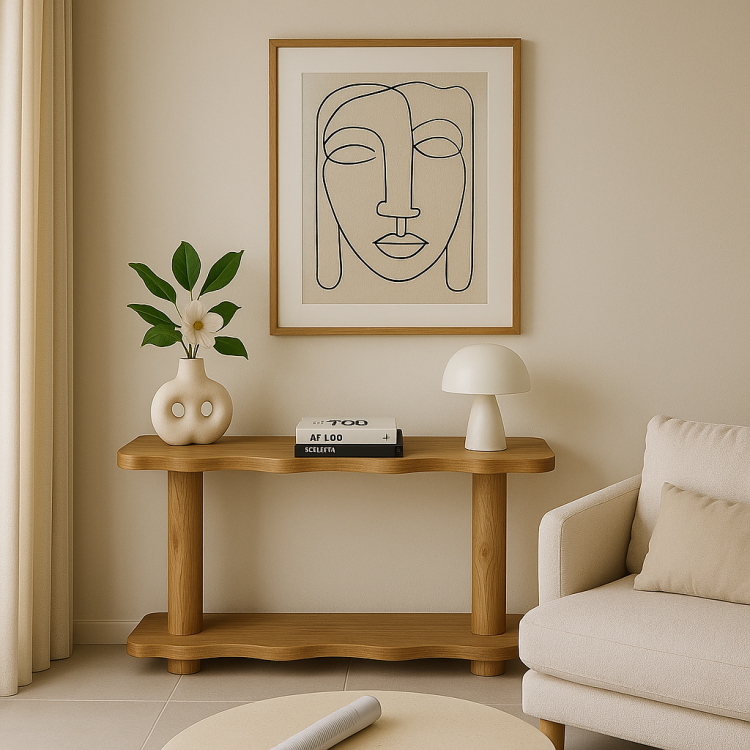 Masif Ahşap 2 Katlı Dekoratif Dresuar Konsol Lux Modern Minimal 2 Katlı