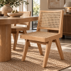 Elanora Rattan Detaylı Masif Ahşap Kolsuz Yemek Sandalyesi – Modern Doğal Tasarım