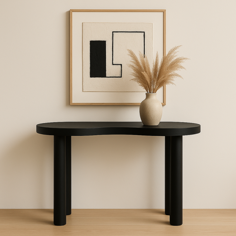 Modern Minimalist Masif Ahşap Dresuar – Şık ve Zarif Tasarım Doğal Ahşap Oval Dresuar