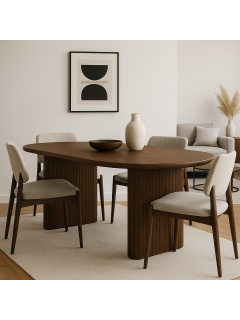 Masif Kayın Ağacından Oval Modern Yemek Masası – 180×80×75 cm
