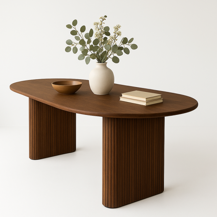 Masif Kayın Ağacından Oval Modern Yemek Masası – 180×80×75 cm