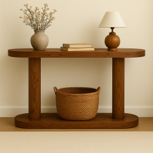 Masif Ahşap 2 Katlı Dresuar – El Yapımı, Doğal Ağaç Konsol  Luks Dekoratif ve Fonksiyonel