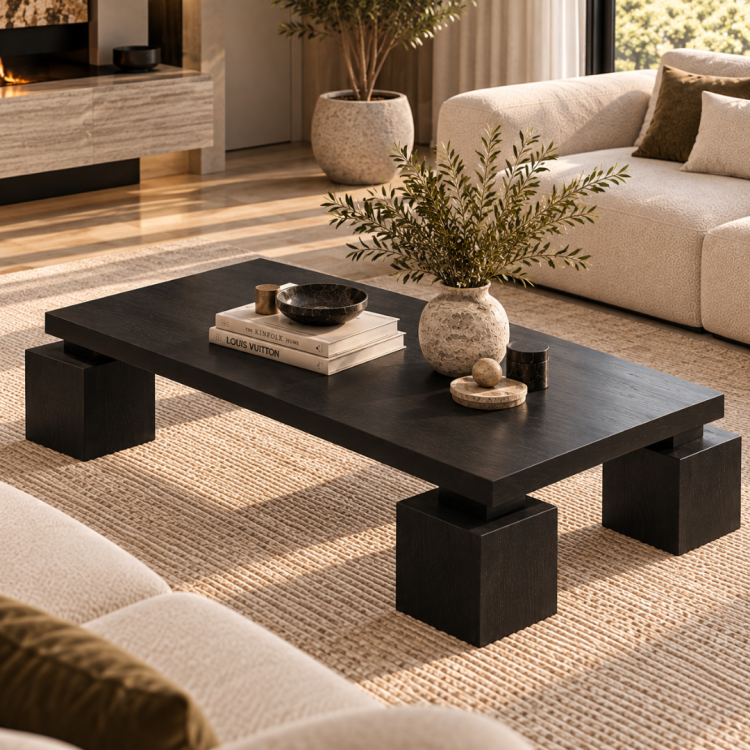 Block 4 Küp Ayaklı Masif Ahşap Orta Sehpa – 140x65 cm Modern Dikdörtgen Tasarım Block 4 Küp Ayaklı Masif Ahşap Orta Sehpa – 140x65 cm Modern Dikdörtgen Tasarım