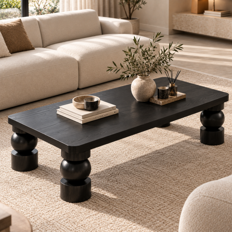 Masif Gürgen Ahşap Orta Sehpa – Özel Torna Top Ayaklı Modern Lüks Tasarım 120x60 cm Masif Gürgen Ahşap Orta Sehpa – Özel Torna Top Ayaklı Modern Lüks Tasarım 120x60 cm