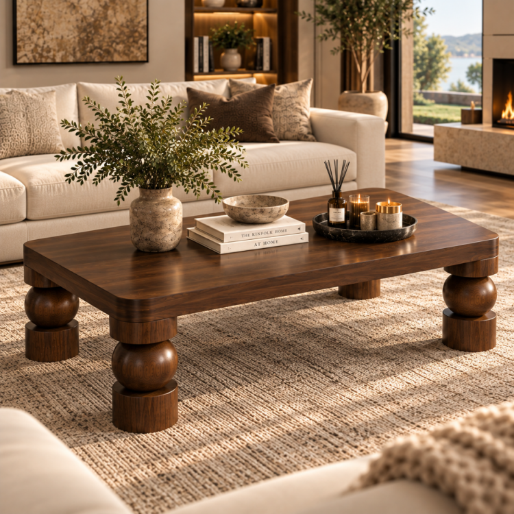 Masif Gürgen Ahşap Orta Sehpa – Özel Torna Top Ayaklı Modern Lüks Tasarım 120x60 cm Masif Gürgen Ahşap Orta Sehpa – Özel Torna Top Ayaklı Modern Lüks Tasarım 120x60 cm