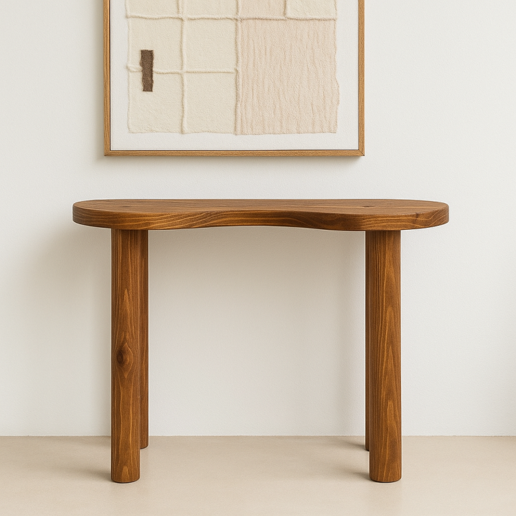 Modern Minimalist Masif Ahşap Dresuar – Şık ve Zarif Tasarım Doğal Ahşap Oval Dresuar
