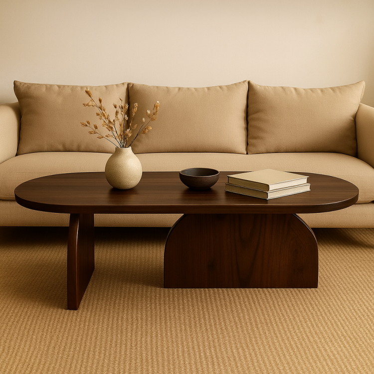 Doğal Kayın Masif Oval Orta Sehpa 120x55 – Modern Ceviz Renk, Şık Dekoratif Tasarım Doğal Kayın Masif Oval Orta Sehpa 120x55 – Modern Ceviz Renk, Şık Dekoratif Tasarım