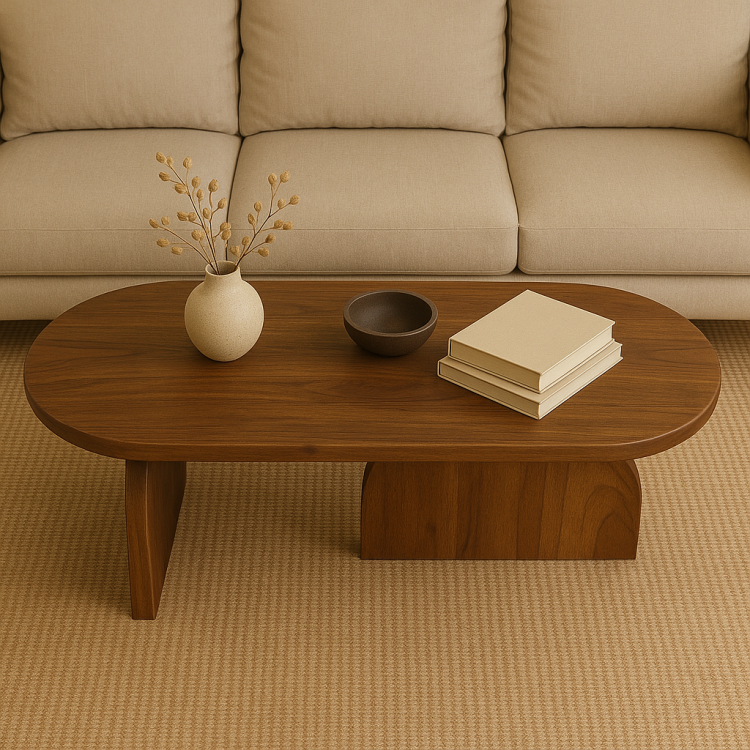 Doğal Kayın Masif Oval Orta Sehpa 120x55 – Modern Ceviz Renk, Şık Dekoratif Tasarım Doğal Kayın Masif Oval Orta Sehpa 120x55 – Modern Ceviz Renk, Şık Dekoratif Tasarım