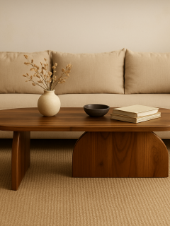 Doğal Kayın Masif Oval Orta Sehpa 120x55 – Modern Ceviz Renk, Şık Dekoratif Tasarım Doğal Kayın Masif Oval Orta Sehpa 120x55 – Modern Ceviz Renk, Şık Dekoratif Tasarım