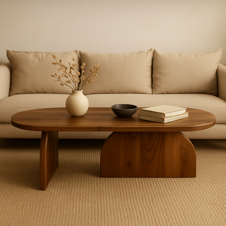 Doğal Kayın Masif Oval Orta Sehpa 120x55 – Modern Ceviz Renk, Şık Dekoratif Tasarım Doğal Kayın Masif Oval Orta Sehpa 120x55 – Modern Ceviz Renk, Şık Dekoratif Tasarım