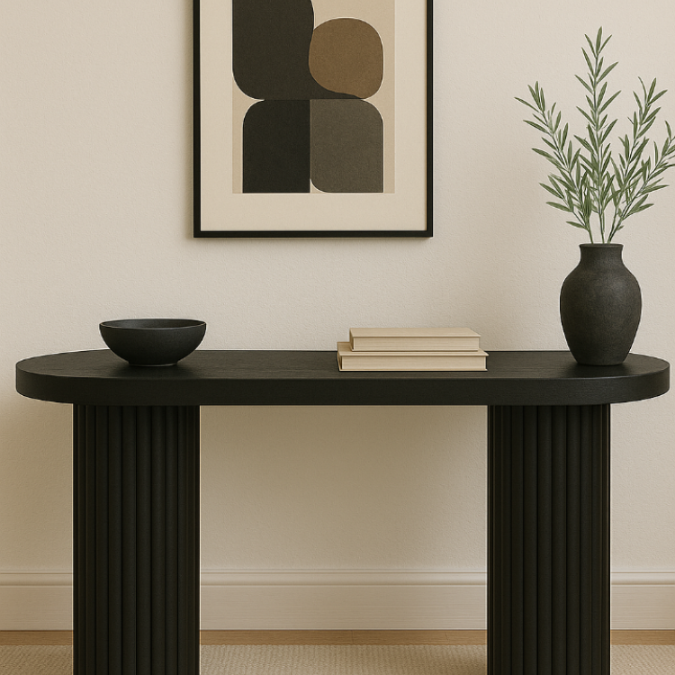 Doğal Kayın Masif Ahşap Dresuar - Oval Formlu Fitil Ayaklı Konsol Doğal Kayın Masif Ahşap Dresuar - Oval Formlu Fitil Ayaklı Konsol